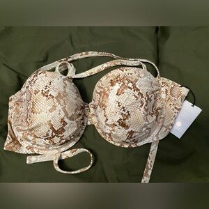 Women's Light Lift Shirred Underwire Bikini Top -Snake Print 36DD